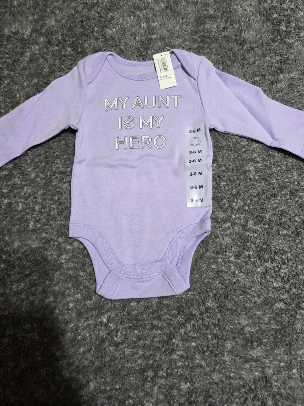 Old Navy Lavender 'My Aunt Is My Hero' Long-Sleeve Baby One-Piece